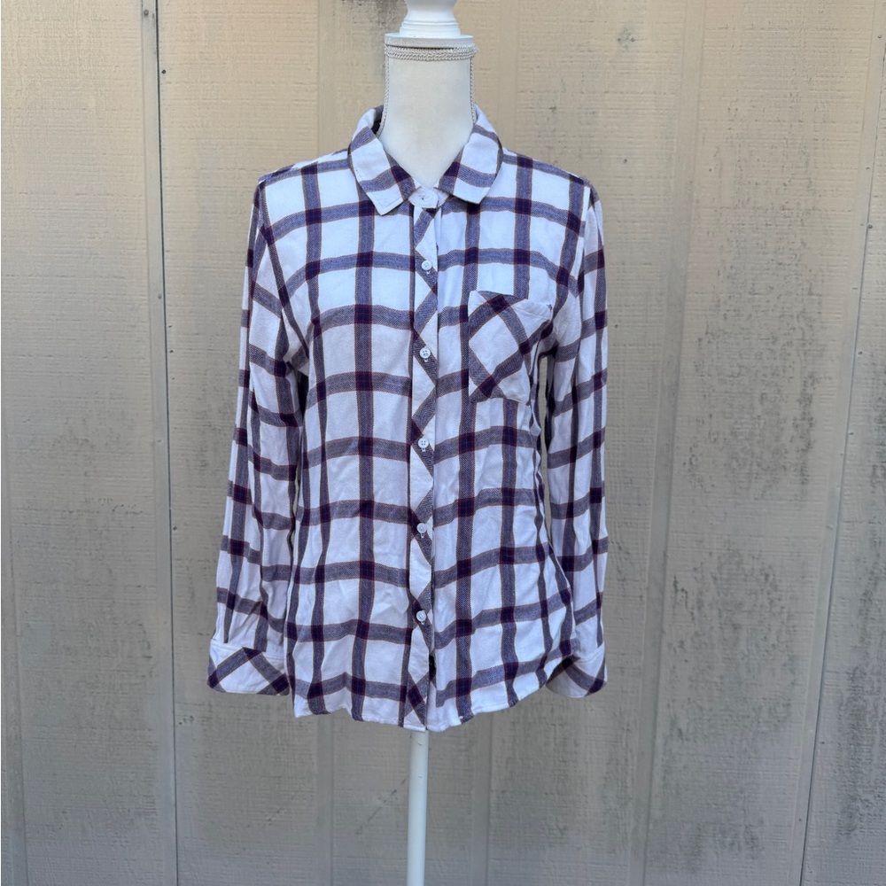 Rails White and Purple Plaid Button Down Hunter Shirt